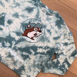Buc-ees Tie Dye Logo Pull Over Sweat Shirt Unisex Sz M Comfy Loungewear Lounge